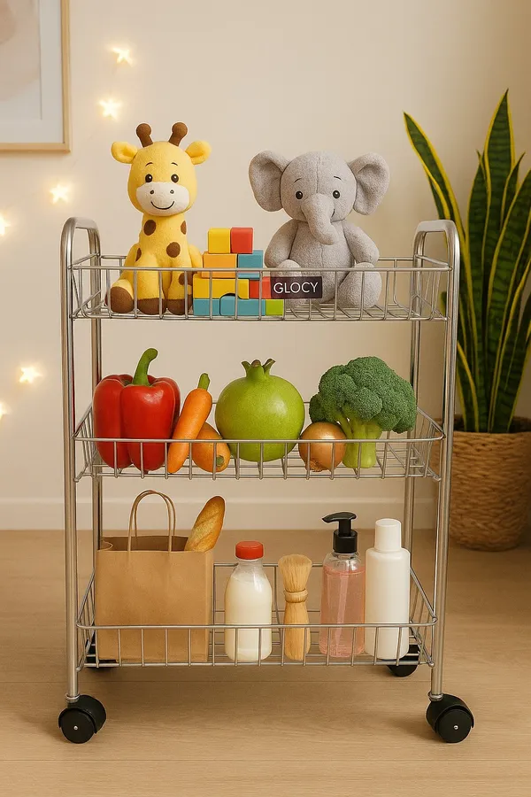 Compact_Storage_Stand||_Sleek_&_Practical_Kitchen_Trolley(Silver)