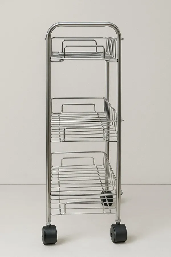 Compact_Storage_Stand||_Sleek_&_Practical_Kitchen_Trolley(Silver)