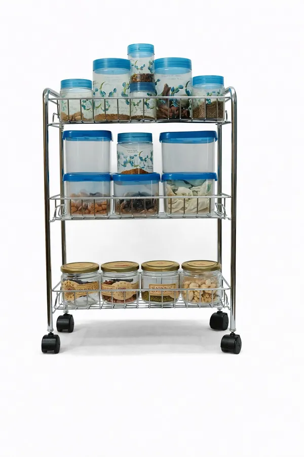 Compact_Storage_Stand||_Sleek_&_Practical_Kitchen_Trolley(Silver)