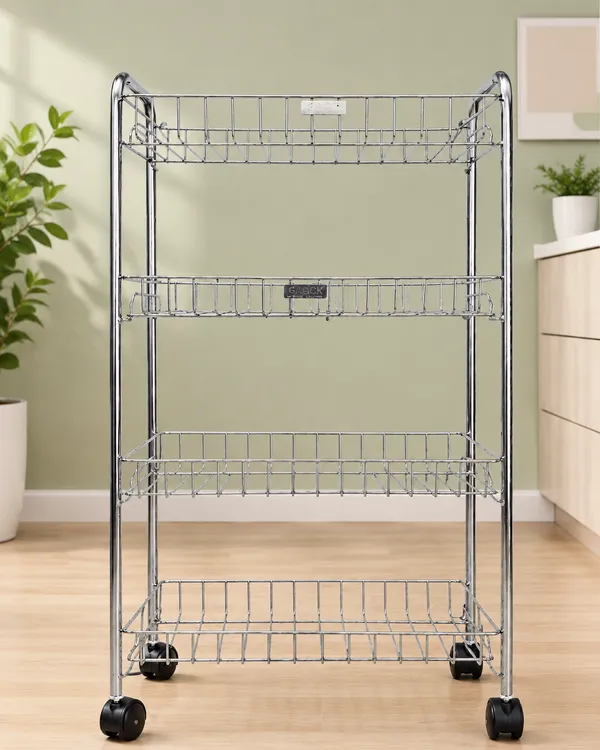 Premium_Steel_4_Self_Kitchen_Rack_||_Rolling_Kitchen_trolley||_Space-Saving_Kitchen_Cart||(Silver)
