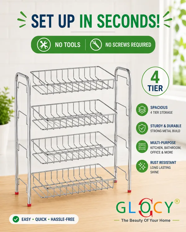 Premium_Steel_4_Self_Kitchen_Rack_||_Rolling_Kitchen_trolley||_Space-Saving_Kitchen_Cart||(Silver)