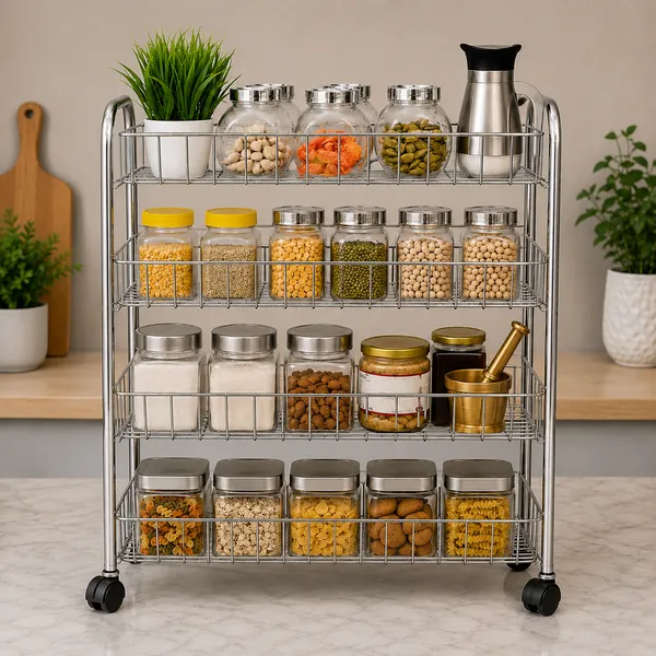 Premium_Steel_4_Self_Kitchen_Rack_||_Rolling_Kitchen_trolley||_Space-Saving_Kitchen_Cart||(Silver)