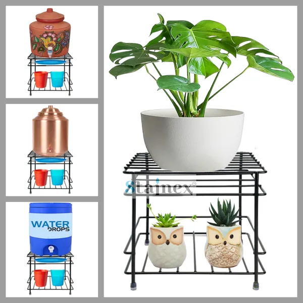 Black_Premium_Steel_Matka_Stand|Water_Pot_Rack|_Multipurpose_Containers