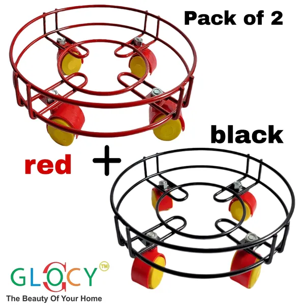 Pack_Of_2_Red_&_Black_Premium_Steel_Lpg_Gas_Stand_With_Movable_Wheels|_Cylinder_Stand