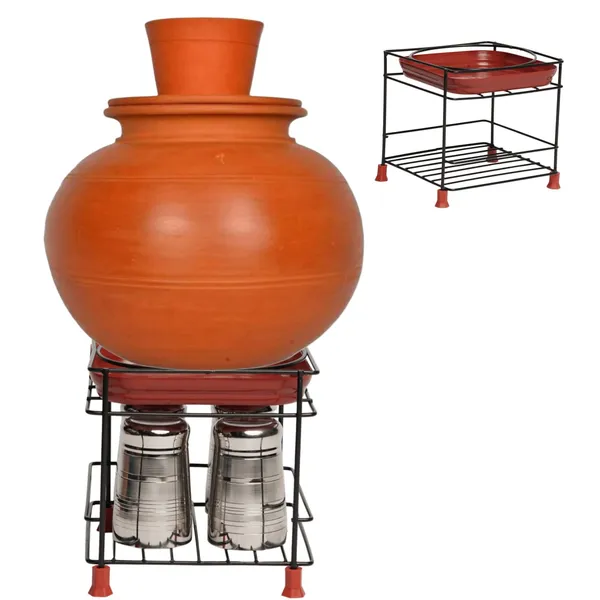 Black_Premium_Steel_Matka_Stand|Water_Matka_Kitchen_Rack