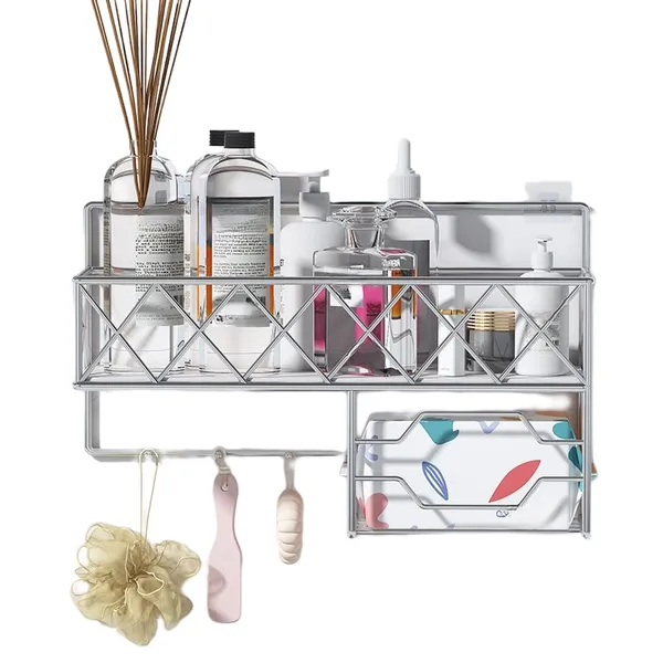 Silver_Premium_Steel_Bathroom_Shelf_With_Hooks|_Multipurpose_Rack_3_In_1_Shampoo,Soap&Towel_Holder