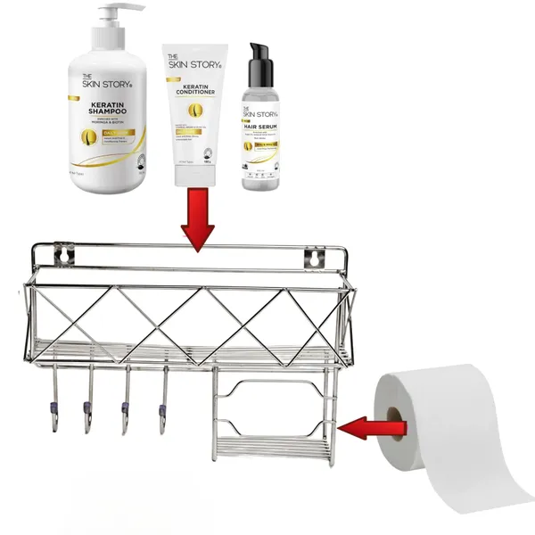 Silver_Premium_Steel_Bathroom_Shelf_With_Hooks|_Multipurpose_Rack_3_In_1_Shampoo,Soap&Towel_Holder