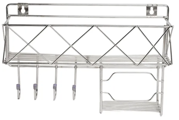 Silver_Premium_Steel_Bathroom_Shelf_With_Hooks|_Multipurpose_Rack_3_In_1_Shampoo,Soap&Towel_Holder