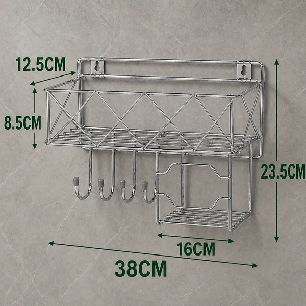 Premium_steel_Bathroom_Shelf_with_4_Hooks|_Multipurpose_Rack_3_in_1_Shampoo,Soap&Towel_Holder|