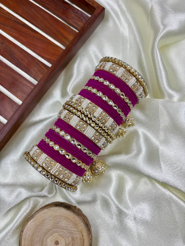 Rani_Sapphire_Kundan_Hanging_Bangles_Set_for_Women_|_Wedding_Chuda_By_Hitesh_Bangles