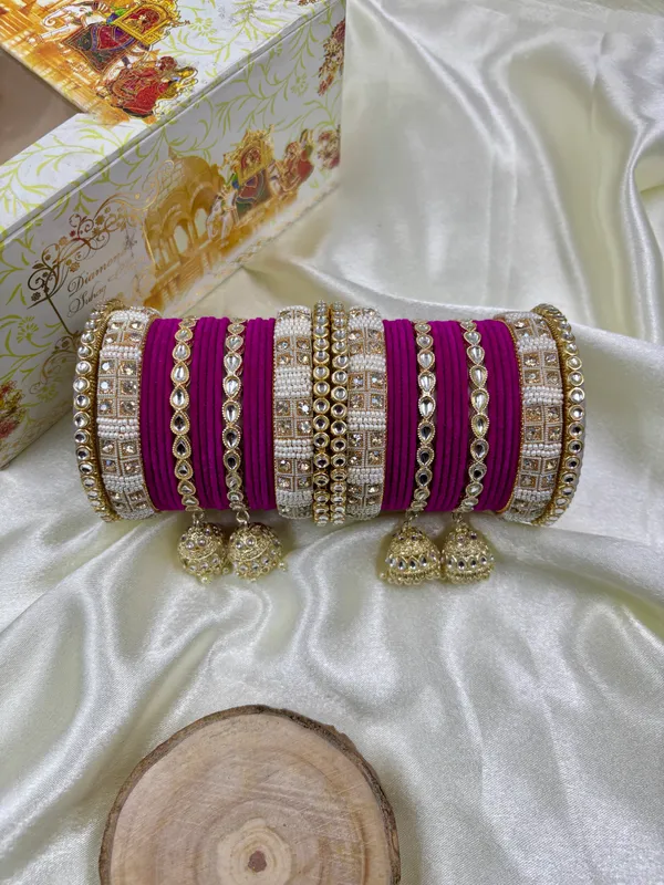 Rani_Sapphire_Kundan_Hanging_Bangles_Set_for_Women_|_Wedding_Chuda_By_Hitesh_Bangles