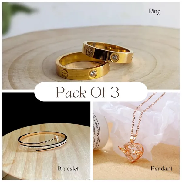 Gold_Plated_3-Piece_Accessory_Pack__Ring,_Pendant_&_Bracelet_,Modern_Ethnic_Style_For_Women