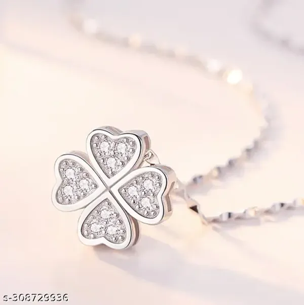 Heart_Shape_18_K_Silver_Plated__Stone_Embedded_Stainless_Steel_Real_Gold_Finishing