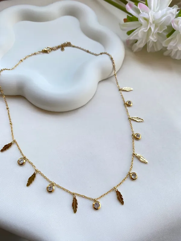 Leaf__Design_18_K_Gold_Plated__Stone_Embedded_Stainless_Steel_Real_Gold_Finishing