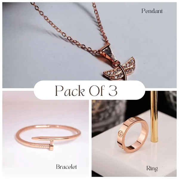 Rose_Gold_Plated_3-Piece_Accessory_Pack__Ring,_Pendant_&_Bracelet_,Modern_Ethnic_Style_For_Women