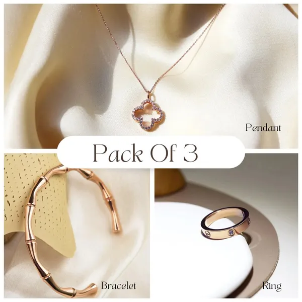 Rose_Gold_Plated_3-Piece_Accessory_Pack__Ring,_Pendant_&_Bracelet_,Modern_Ethnic_Style_For_Women