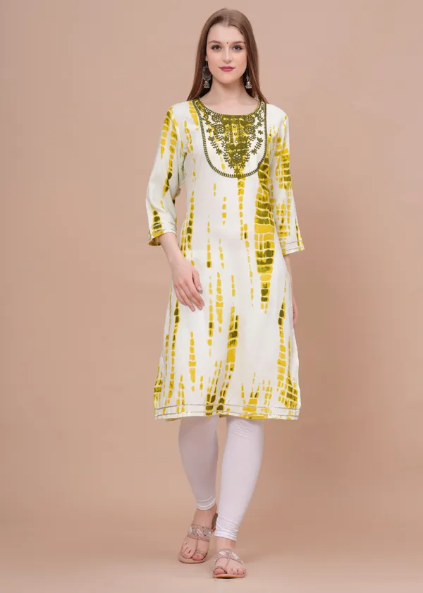 Yellow_Rayon_Straight_Single_Kurti_For_Women