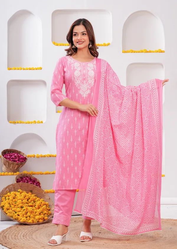 Pink_Cotton_Straight_Kurta_Pant_Dupatta_Set_For_Women