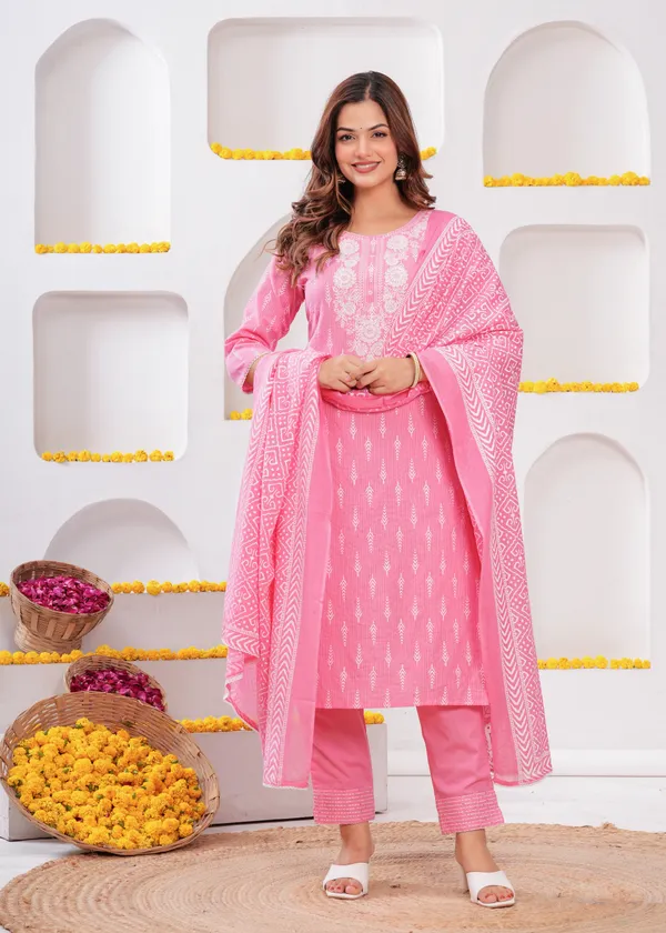 Pink_Cotton_Straight_Kurta_Pant_Dupatta_Set_For_Women