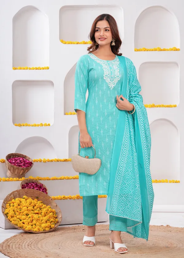 Blue_Cotton_Straight_Kurta_Pant_Dupatta_Set_For_Women