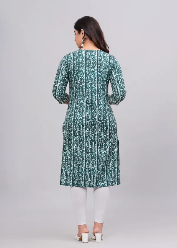 Green_Rayon_Straight_Single_Kurti_For_Women