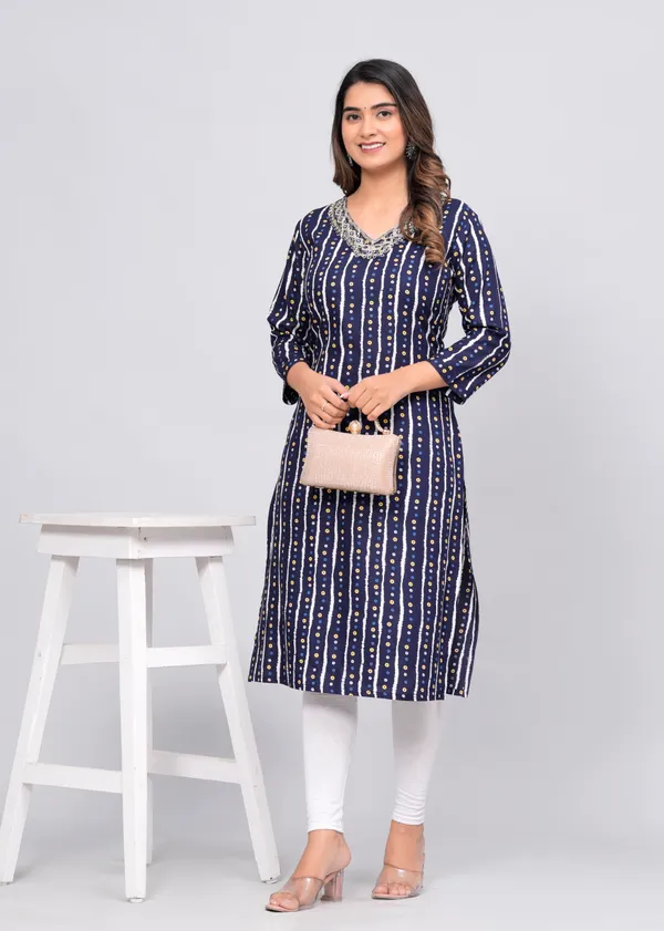 Blue_Rayon_Straight_Single_Kurti_For_Women