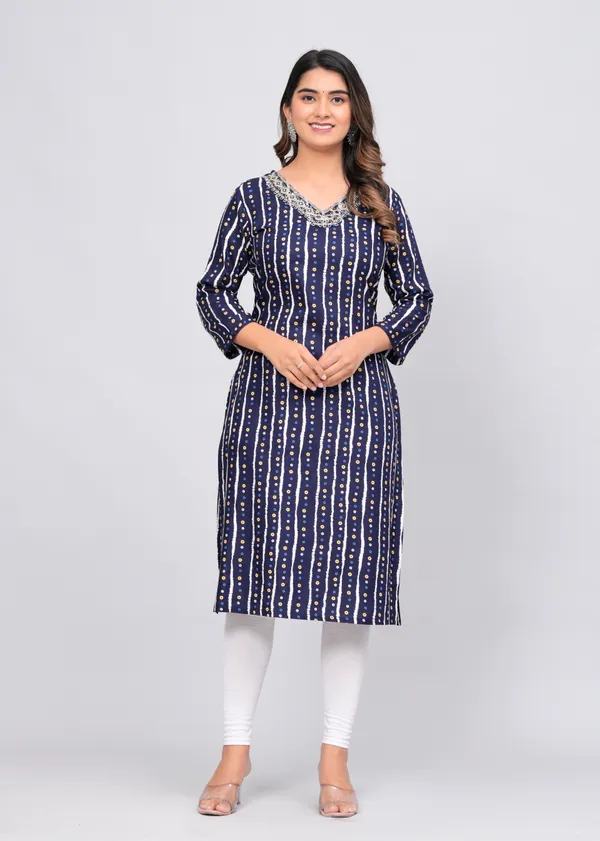 Blue_Rayon_Straight_Single_Kurti_For_Women