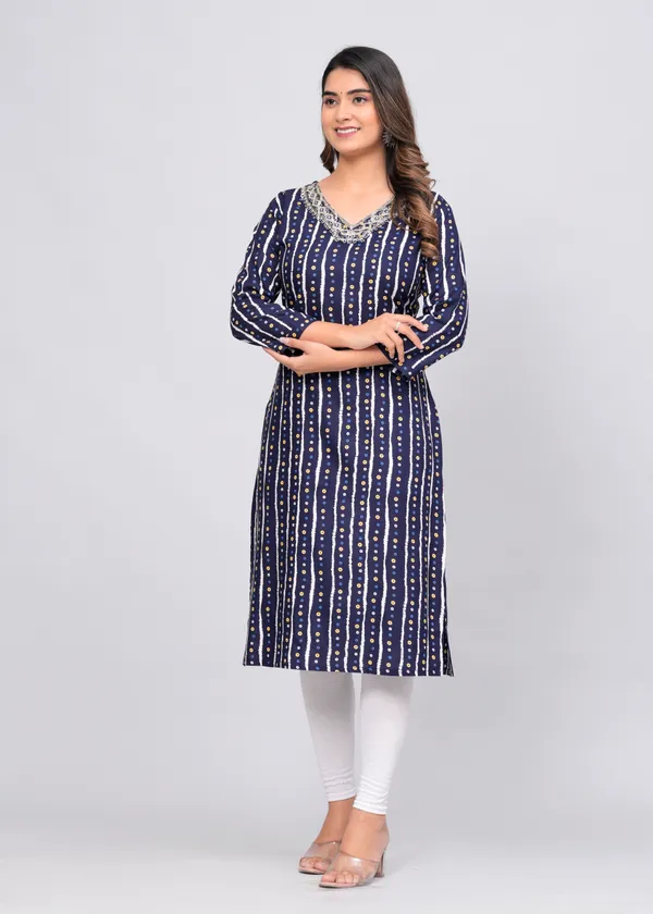 Blue_Rayon_Straight_Single_Kurti_For_Women