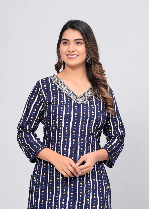 Blue_Rayon_Straight_Single_Kurti_For_Women