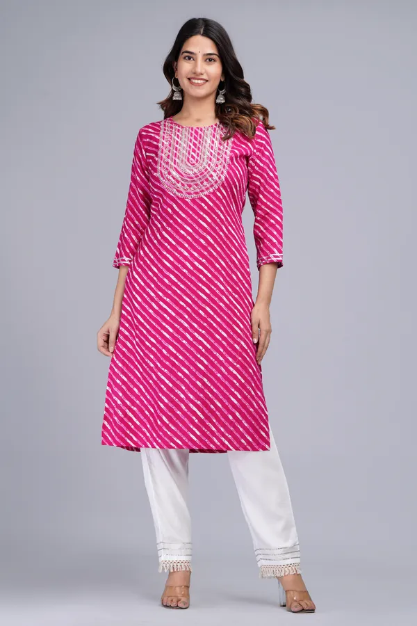 Pink_Rayon_Straight_Single_Kurti_For_Women