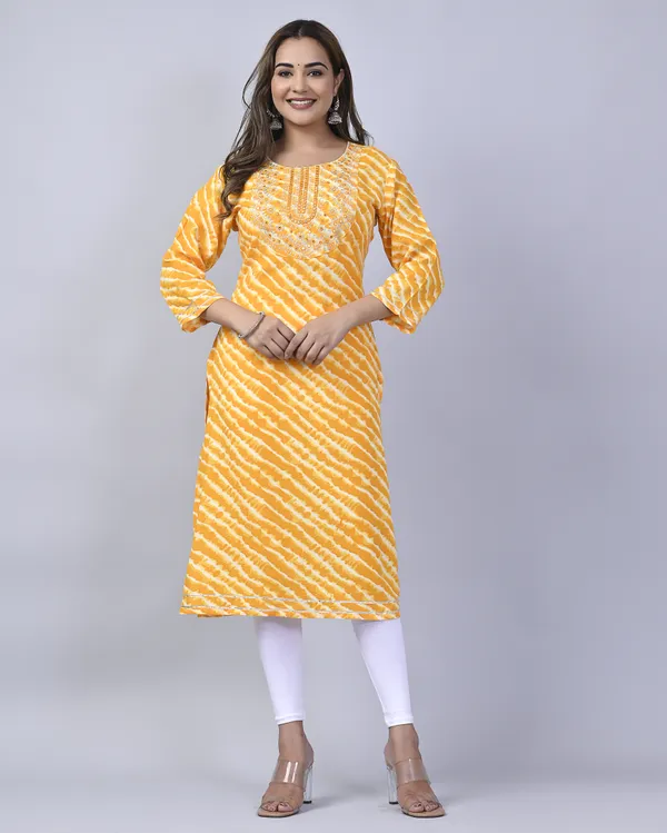 Yellow_Rayon_Straight_Single_Kurti_For_Women