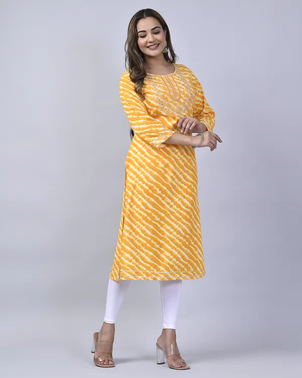 Yellow_Rayon_Straight_Single_Kurti_For_Women