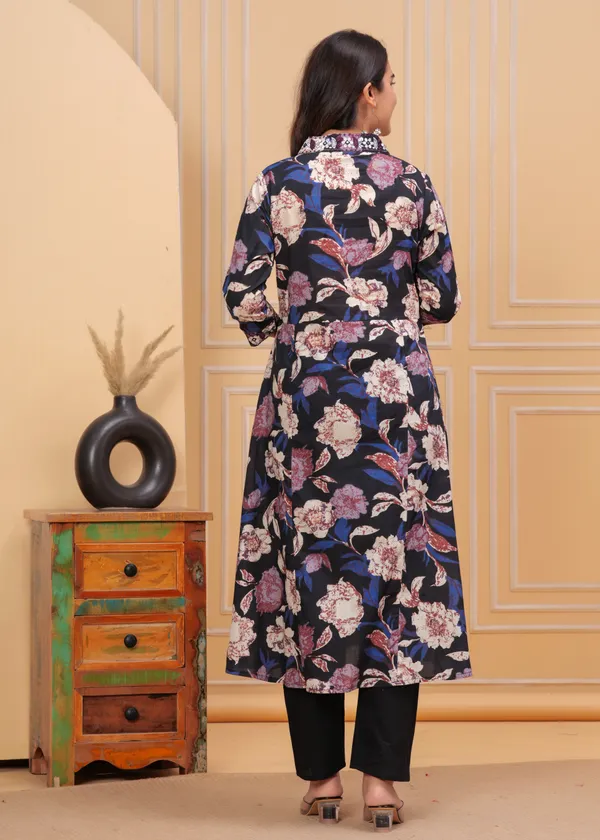 Black_Cotton_Straight_Kurta_Pant_Set_For_Women