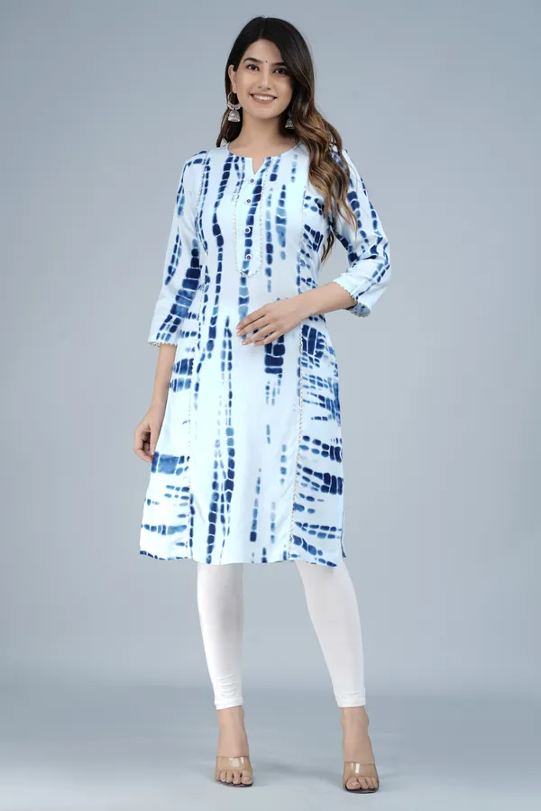 Blue_Rayon_Straight_Single_Kurti_For_Women