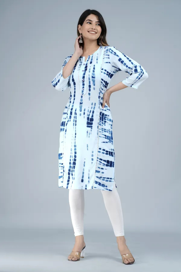 Blue_Rayon_Straight_Single_Kurti_For_Women