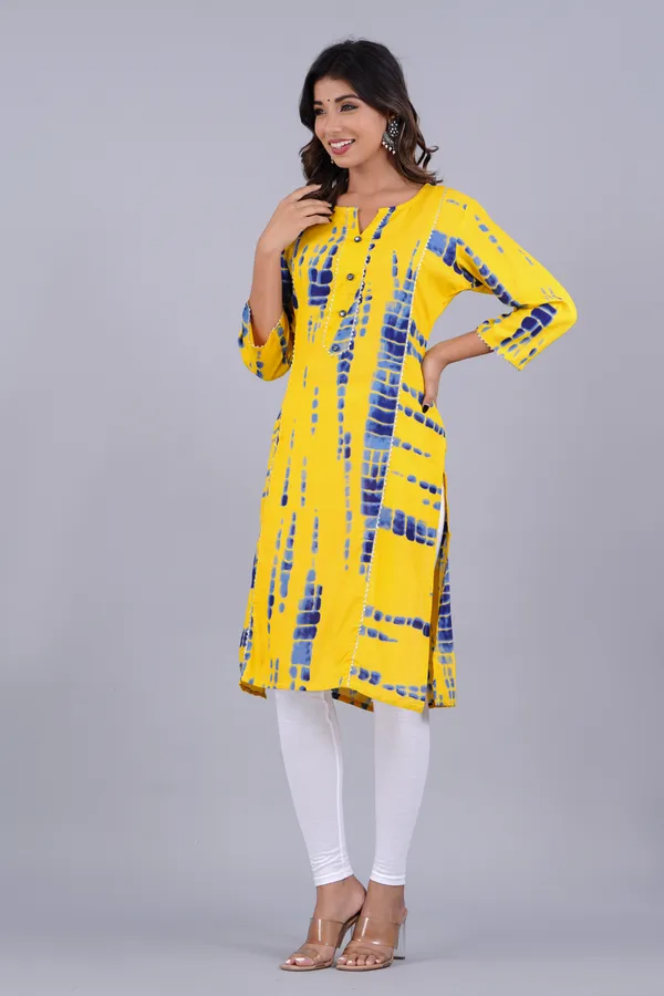 Lemon_Rayon_Straight_Single_Kurti_For_Women