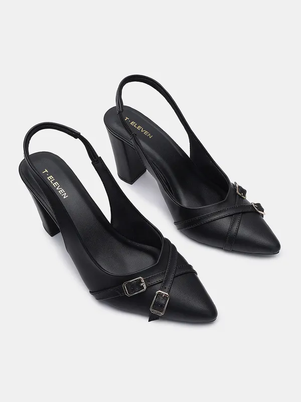 T.eleven_Chic_Slingback_Block_Heel_Pointed_Pumps_|_3.5_-Inch_Heel_with_Adjustable_Buckle_|_Cushioned_Comfort