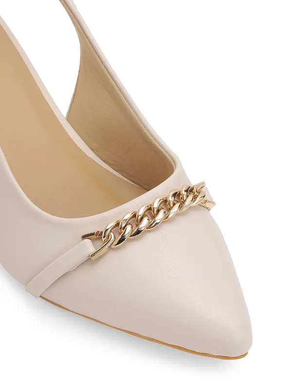 Ivory_Pointed_Toe_Block_Heels_With_Sling_Back_Strap,_Cushioned_Lining,_&_Stylish_Front_Buckle_(2_Inch_Heel)_For_Women