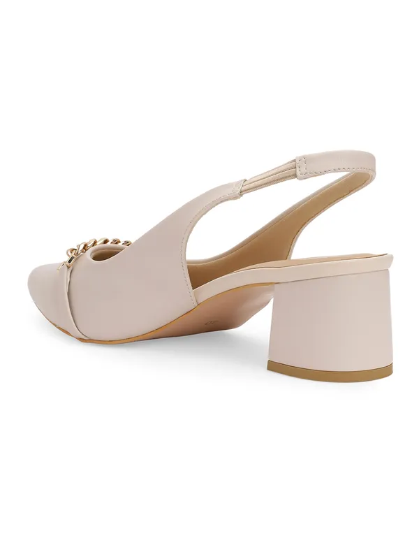 Ivory_Pointed_Toe_Block_Heels_With_Sling_Back_Strap,_Cushioned_Lining,_&_Stylish_Front_Buckle_(2_Inch_Heel)_For_Women