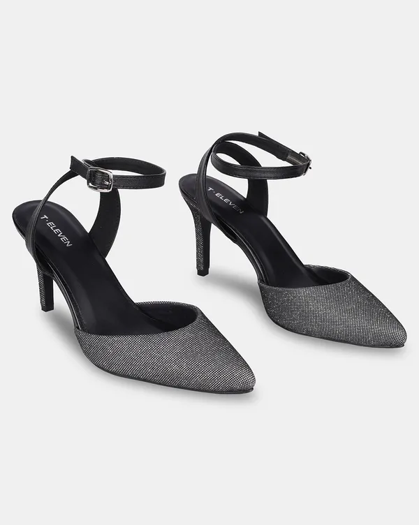 Women_Black_Glitter-Textured_Pointed-Toe_Stiletto_Heels_with_Ankle_Strap_(TRBHL151)