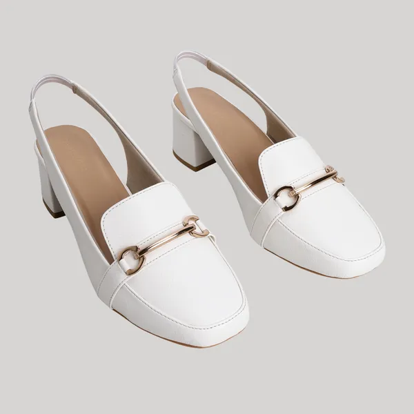 White_Block_Heel_Pumps_With_Square_Toe_&_Stylish_Buckle_(2.5_Inch_Heel)_For_Women