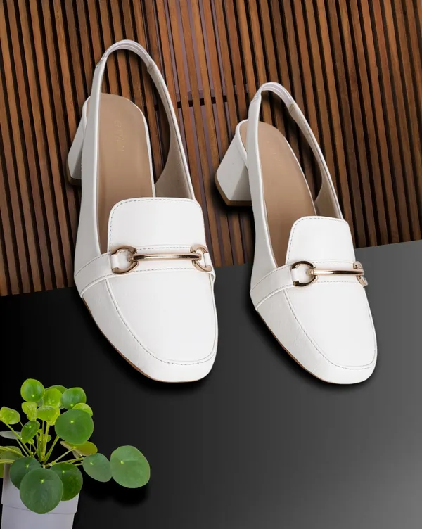 White_Block_Heel_Pumps_With_Square_Toe_&_Stylish_Buckle_(2.5_Inch_Heel)_For_Women