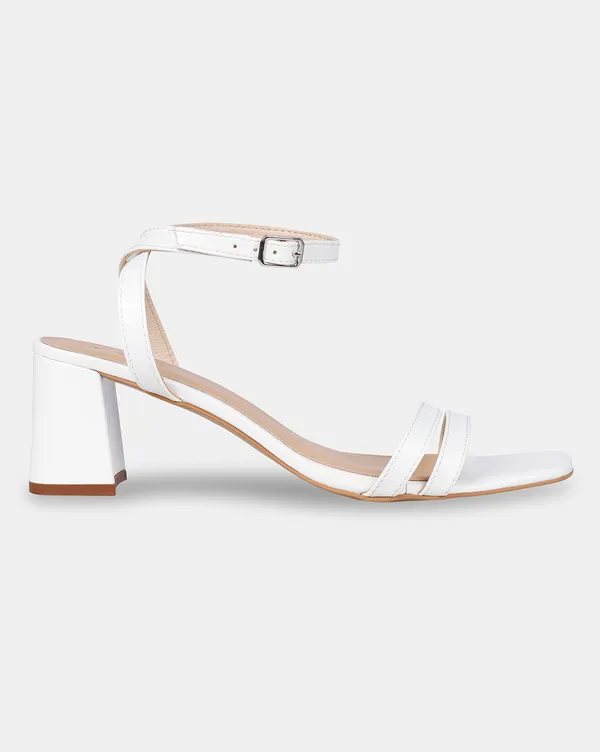 White_Open_Toe_Block_Heels_With_Adjustable_Buckle_Closure_For_Women