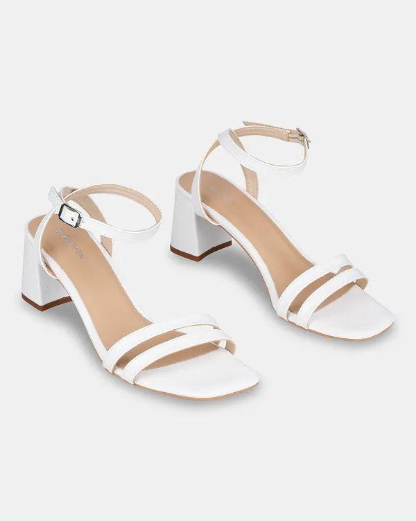 White_Open_Toe_Block_Heels_With_Adjustable_Buckle_Closure_For_Women
