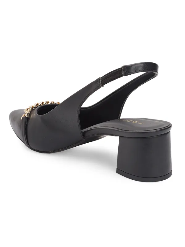 Black_Pointed_Toe_Block_Heels_With_Sling_Back_Strap,_Cushioned_Lining,_&_Stylish_Front_Buckle_(2_Inch_Heel)_For_Women