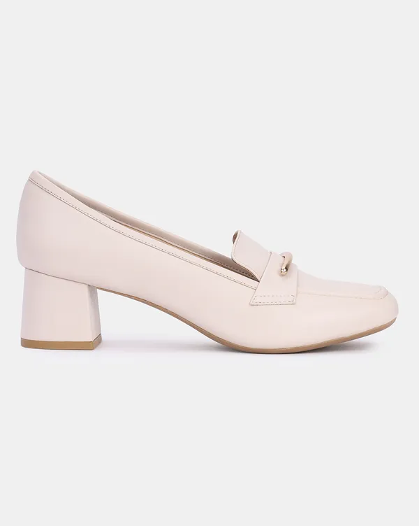 Ivory_Block_Heel_Square_Toe_Pump_Shoes_With_Stylish_Buckle_(2.5_Inch_Heel)_For_Women