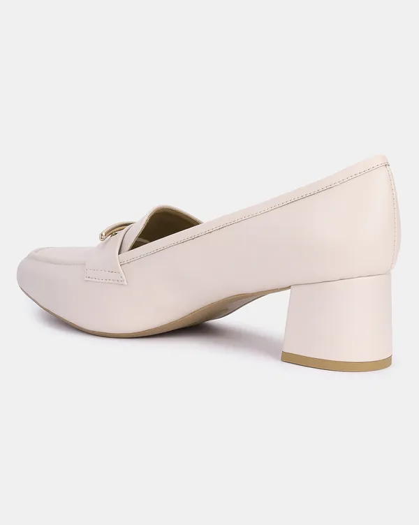 Ivory_Block_Heel_Square_Toe_Pump_Shoes_With_Stylish_Buckle_(2.5_Inch_Heel)_For_Women