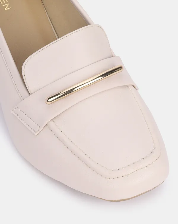 Ivory_Block_Heel_Square_Toe_Pump_Shoes_With_Stylish_Buckle_(2.5_Inch_Heel)_For_Women