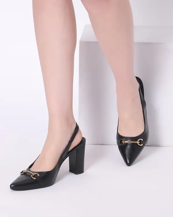 Black_Pointed_Toe_Block_Heels_With_Sling_Back_Strap,_Cushioned_Lining_&_Stylish_Front_Buckle_(3_Inch_Heel)_For_Women