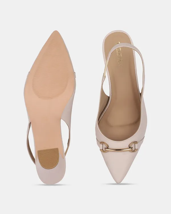 Ivory_Pointed_Toe_Block_Heels_With_Sling_Back_Strap,_Cushioned_Lining,_&_Stylish_Front_Buckle_((3_Inch_Heel)_For_Women